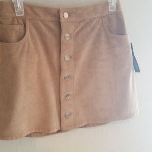 Express tan faux leather mini skirt